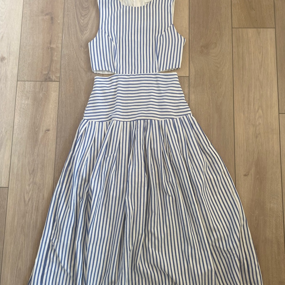 Adelyn Rae Striped Blue and White Dress
